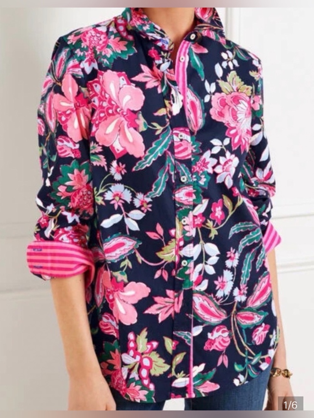 Talbots - MODERN CLASSIC SHIRT - JOYFUL JACOBEAN NWT - S